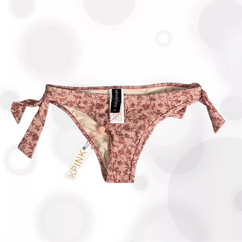 MINKPINK Bikini Bottom in a Size XS Pink Color with Faux Tie Sides NWT!
